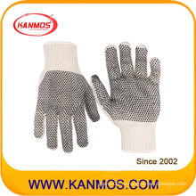 Хлопчатобумажные трикотажные двойные перчатки из ПВХ с защитной перчаткой (61004)